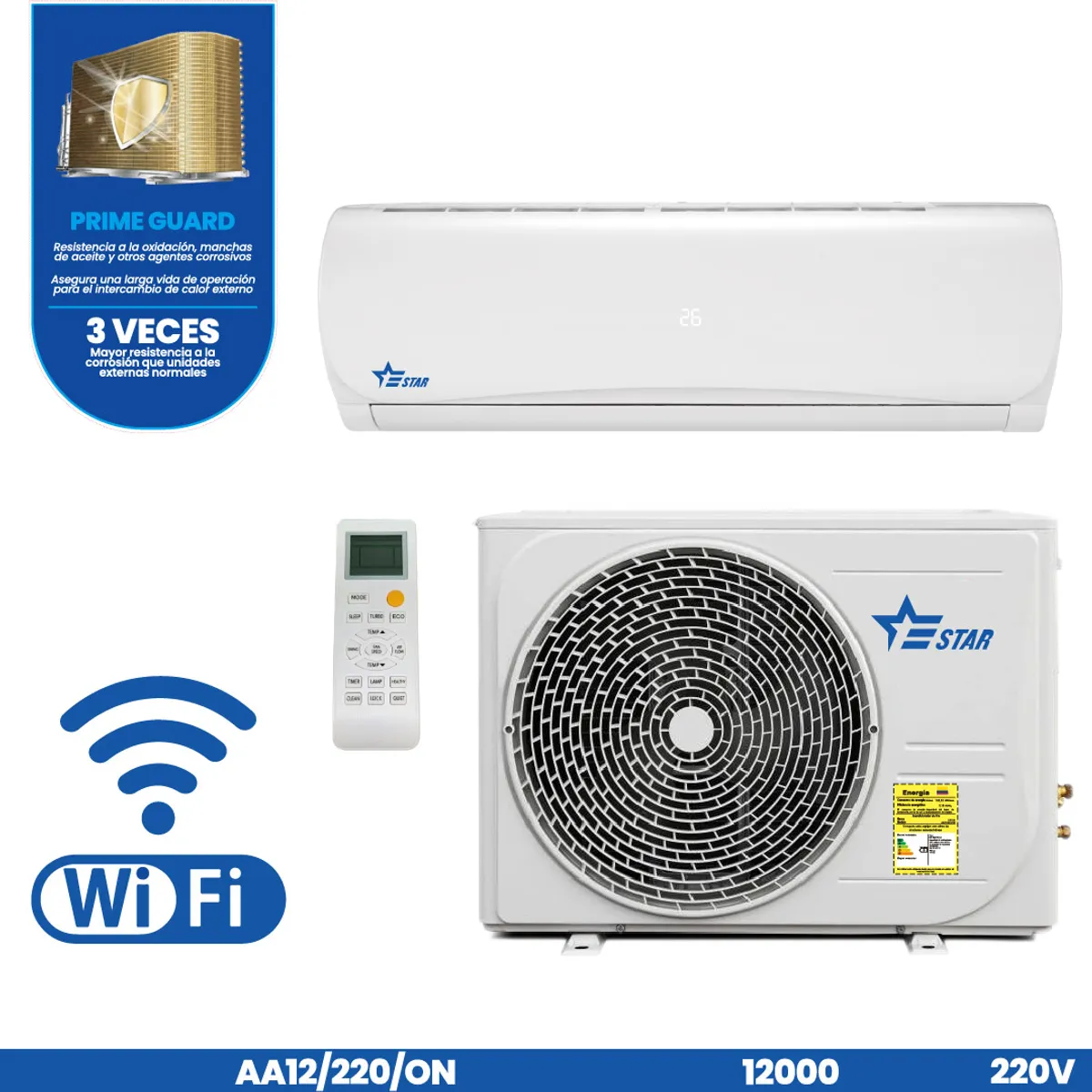 E STAR - Aire Acondicionado 12000 BTU 220V On/Off ESTAR