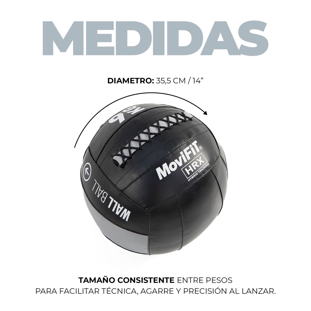MOVIFIT - Balón Wall Ball de Competición  Pelota de Pared para Entrenamiento Fitness y Cross Training HRX 5kg