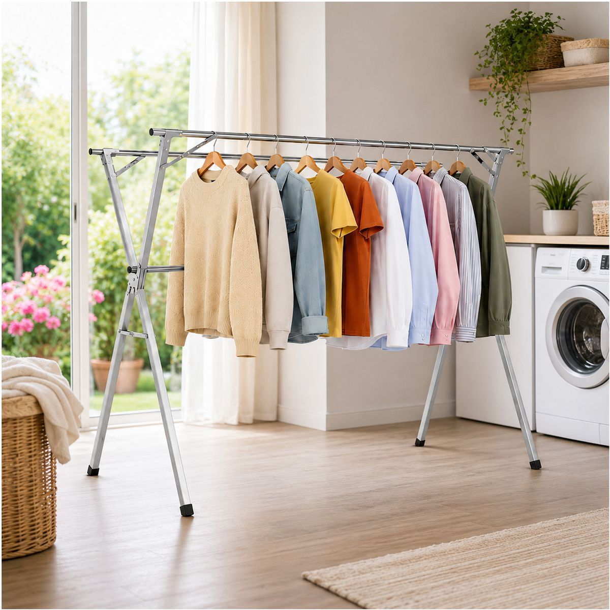 ONE PIXEL - Tendedero En X Extensible Y Plegable Colgador De Ropa En Acero