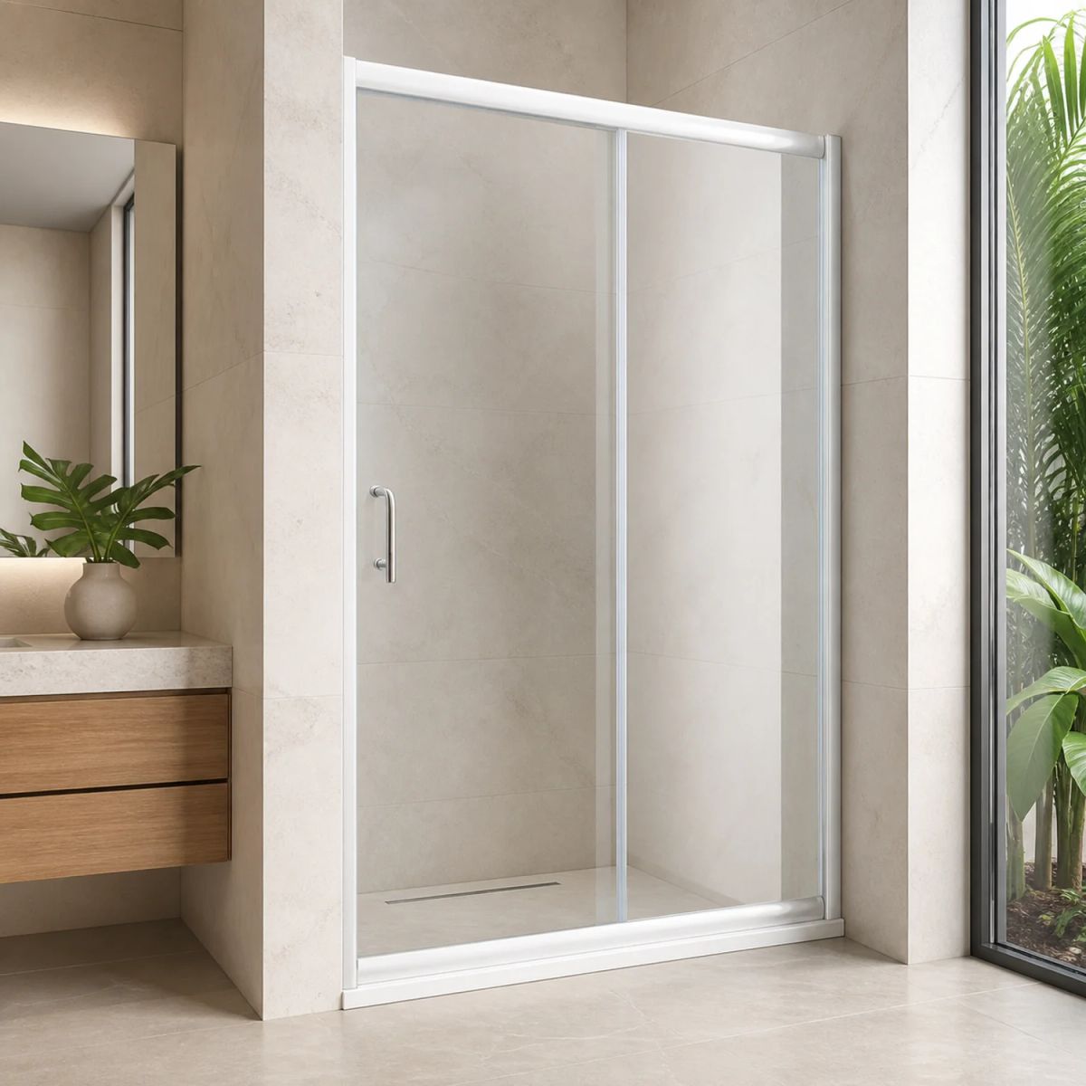 PAMO - Mampara de Ducha Ajustable 118–142 x 190 cm en Vidrio Templado