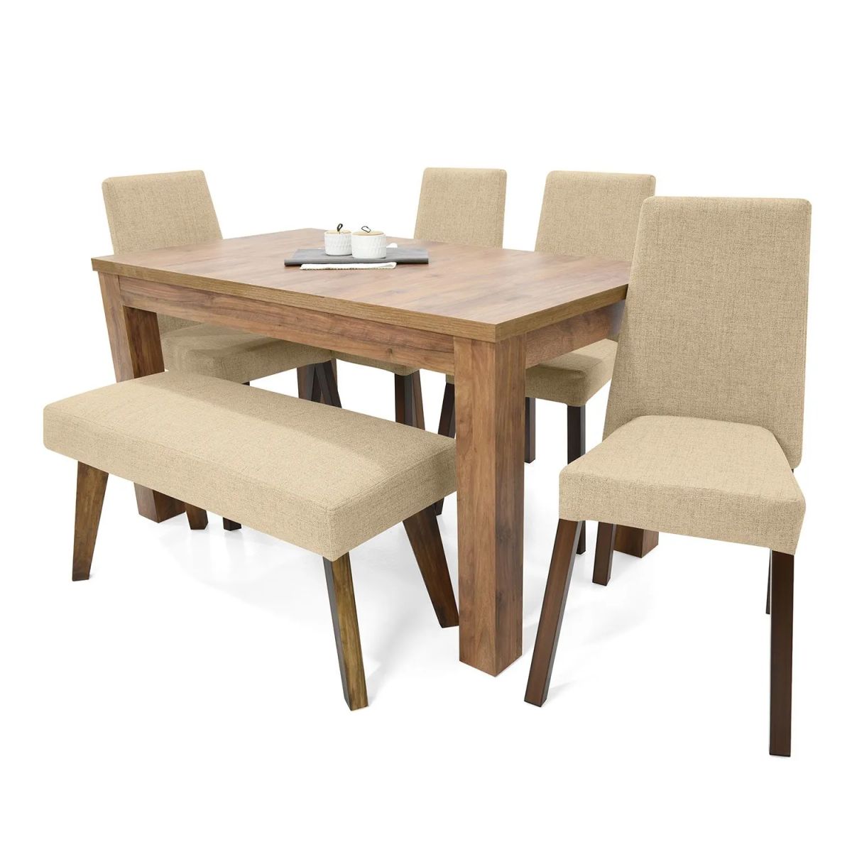 HOGAR VENECIA - Set Comedor Merida 4 Puestos con Sillas y Butaco Viena