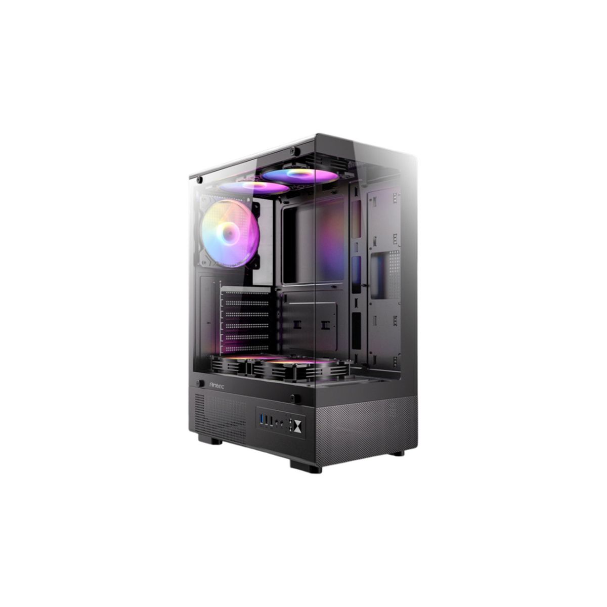 ANTEC - CHASIS ANTEC VCX300 con Panel de Vidrio Templado Vista Panorámica de 270 Grados