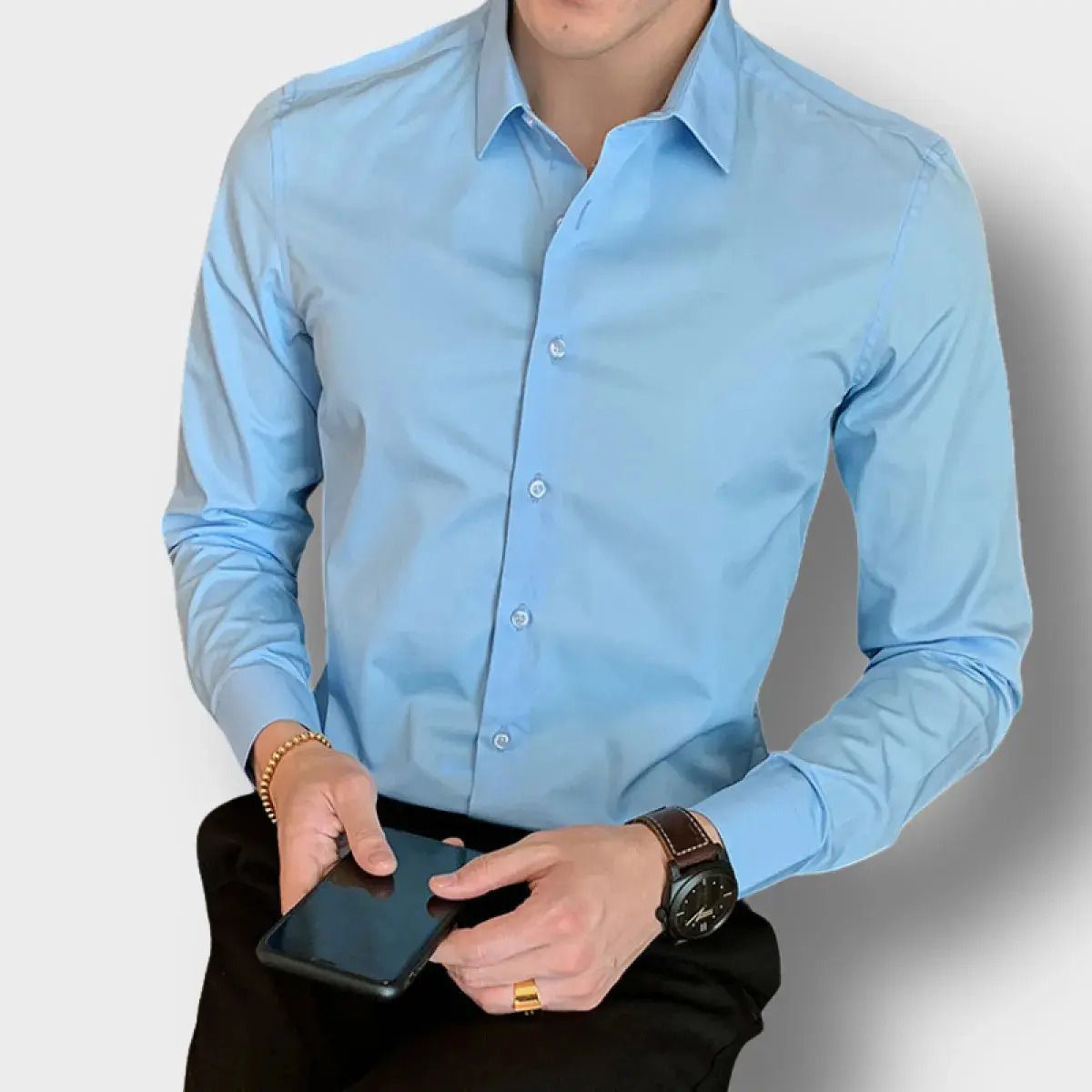 ABC - Camisa Manga Larga Para Hombre Botones Diseño