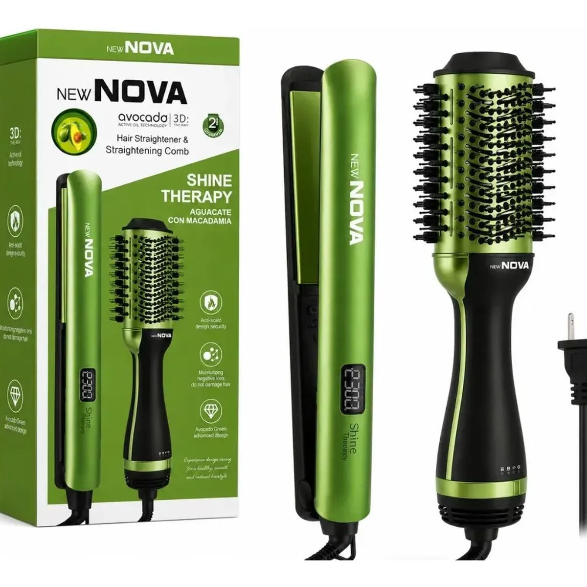 CHINA - Combo 2 en 1 Cepillo secador y Plancha Cabello new nova