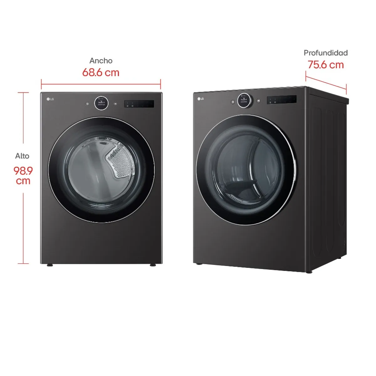 LG - Secadora LG 22kg A Gas Thinq Turbosteam Df22bfxs6bk