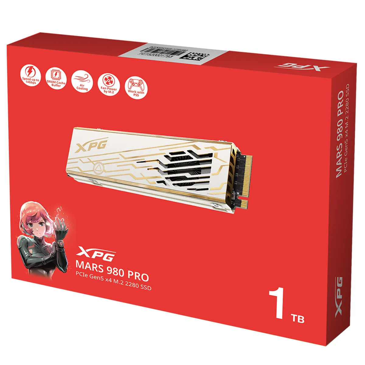 XPG - SSD M.2 XPG MARS 980 PRO · 1TB · NVMe PCIe Gen5 · 14.000/10.000 MB/s · Disipador Activo