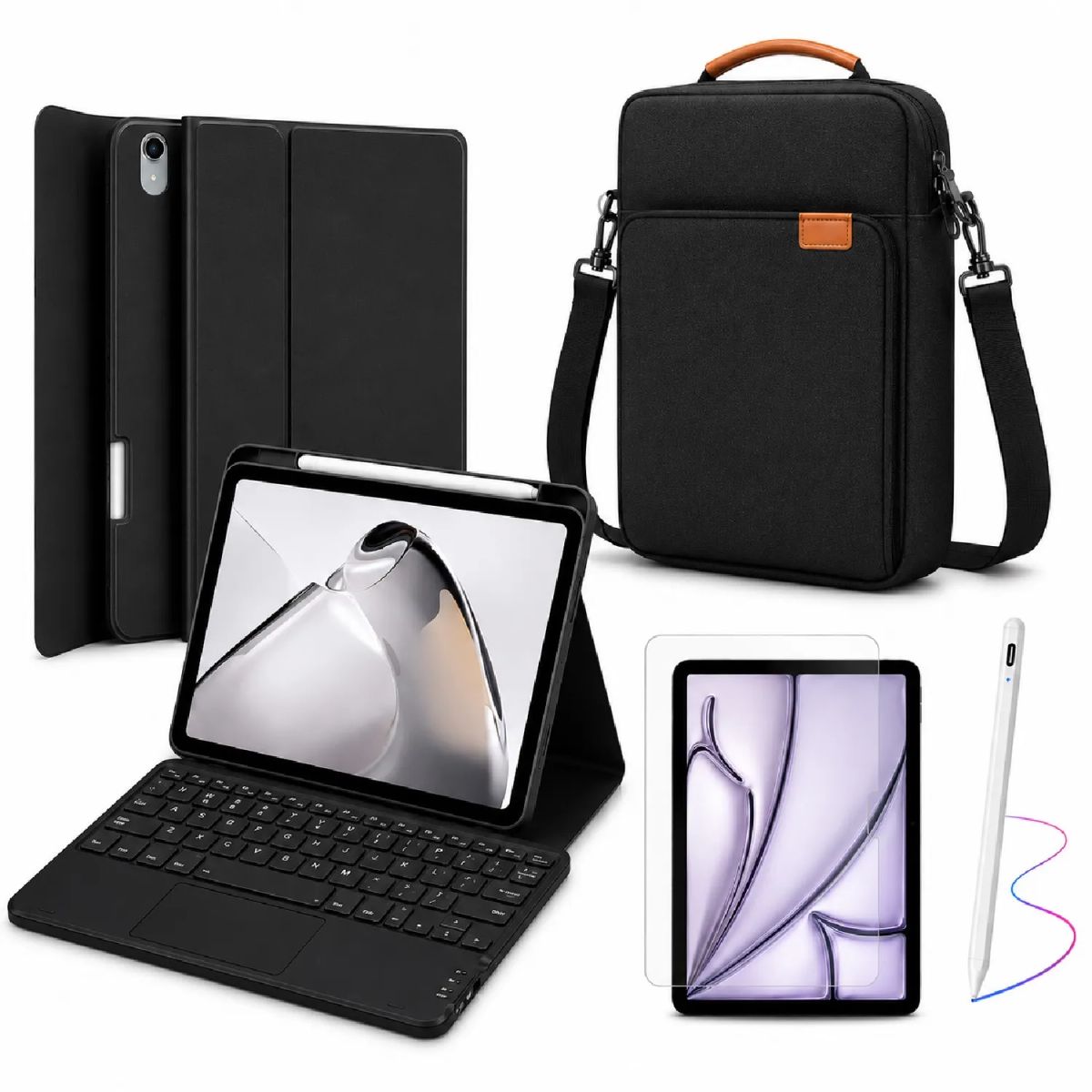 Estuche Teclado Touchpad + Vidrio + Lapiz + Bolso Para Tablet Xiaomi ...