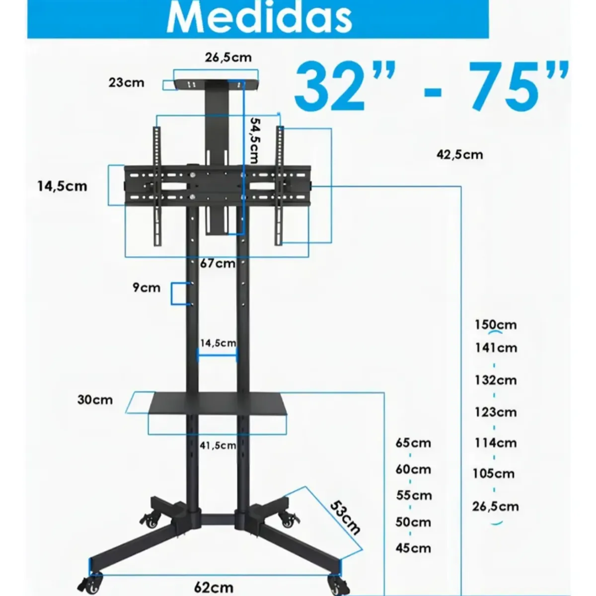 GENERICO - Soporte 1500 Pedestal Para Televisor
