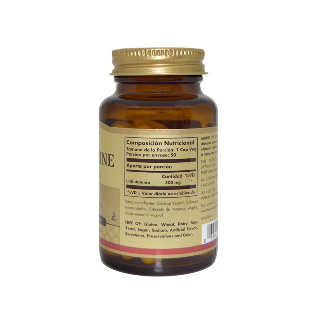 SOLGAR - L-GLUTAMINE 500 MG -  50 CÁPSULAS - SOLGAR