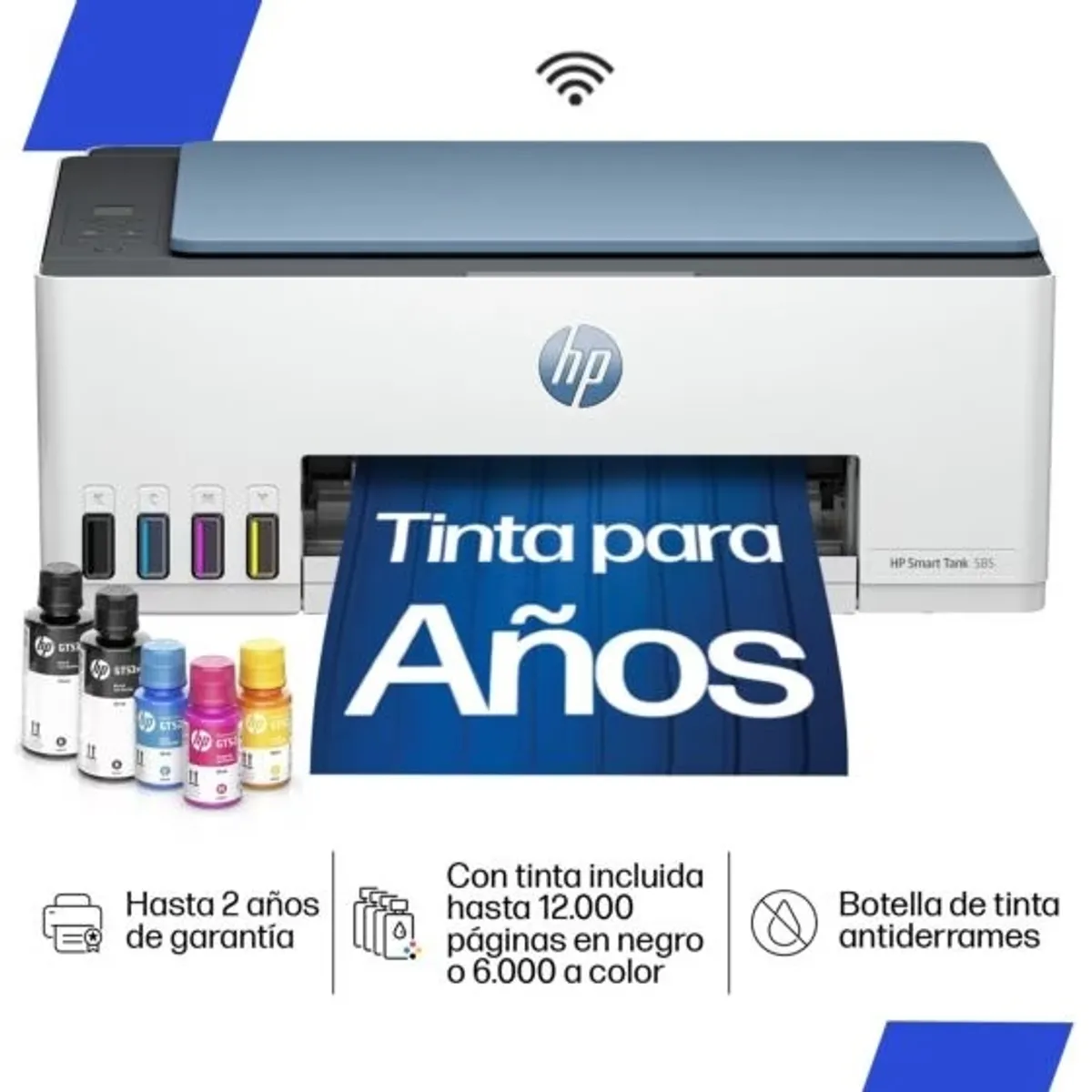 HP - IMPRESORA MULTIFUNCIONAL HP SMART TANK 585 WIFI COLOR + 2 AÑOS DE GARANTIA
