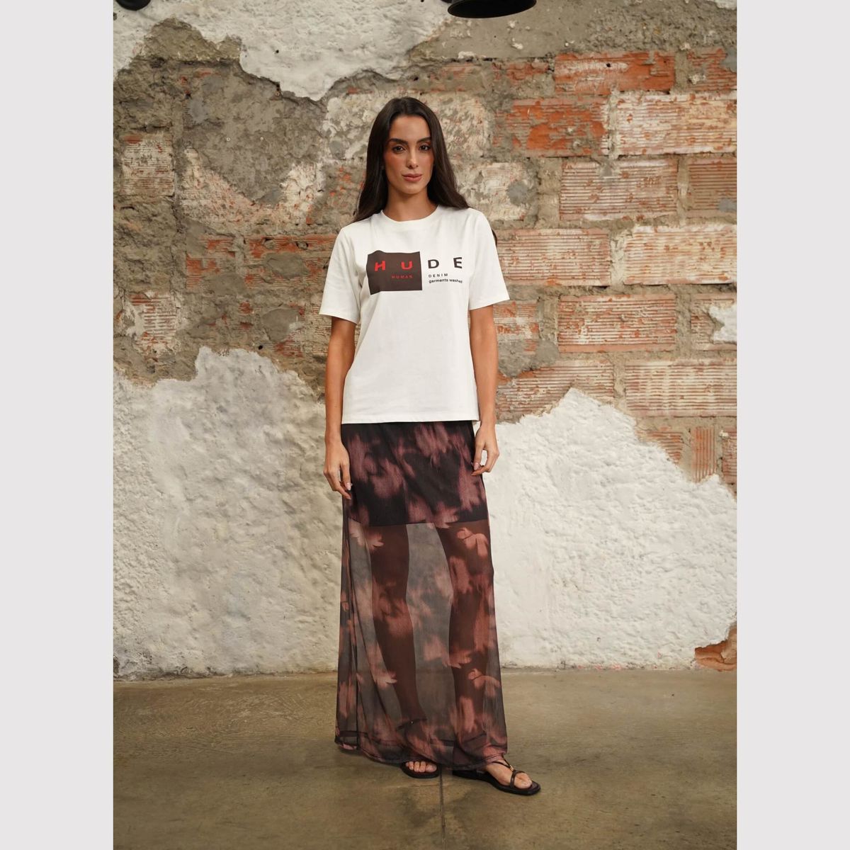 HUDE JEANS - FALDA LARGA CON ESTAMPADO FLORAL