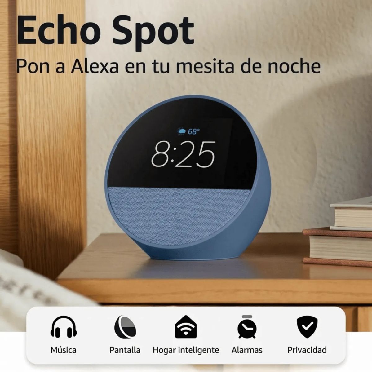 AMAZON - Echo Spot Alexa Altavoz Parlante Inteligente Con Reloj