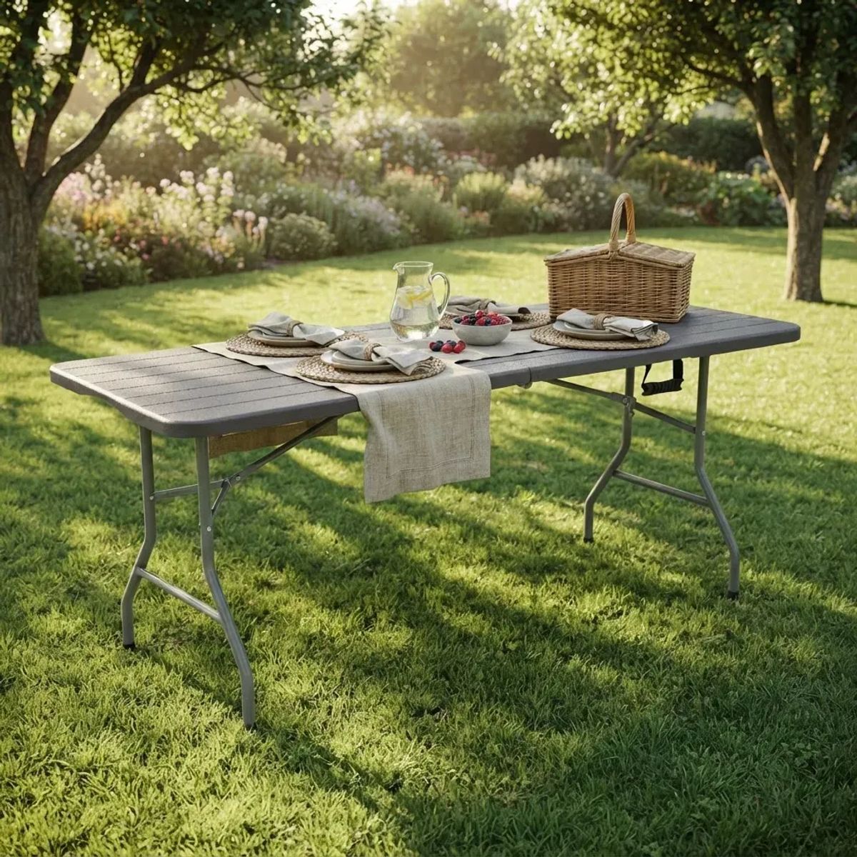 DEALIO - Mesa Portafolio Plegable 180cm Tipo Madera Exterior Jardin Dealio