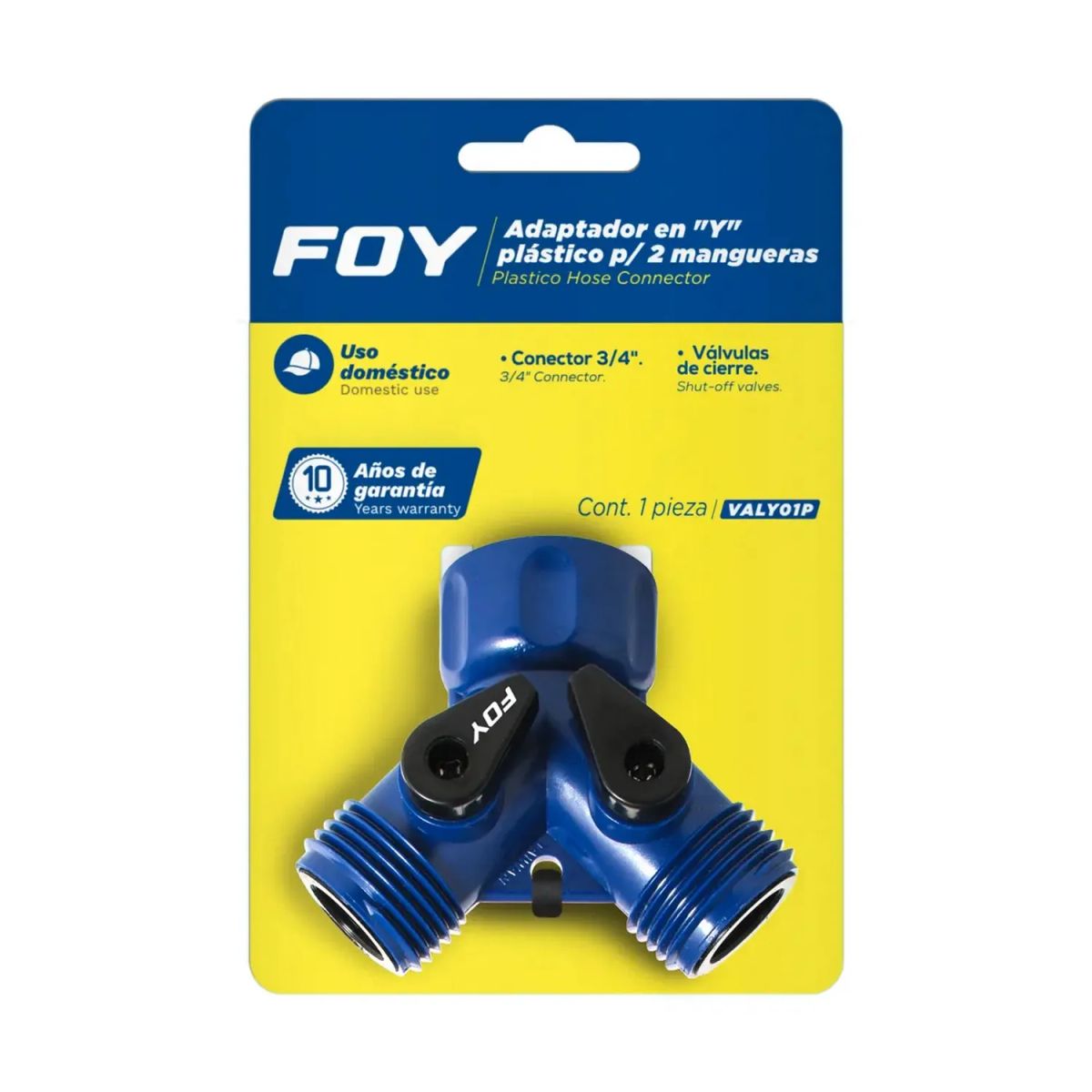 FOY - Adaptador Para Manguera Llave De Agua Forma Y En Abs Foy