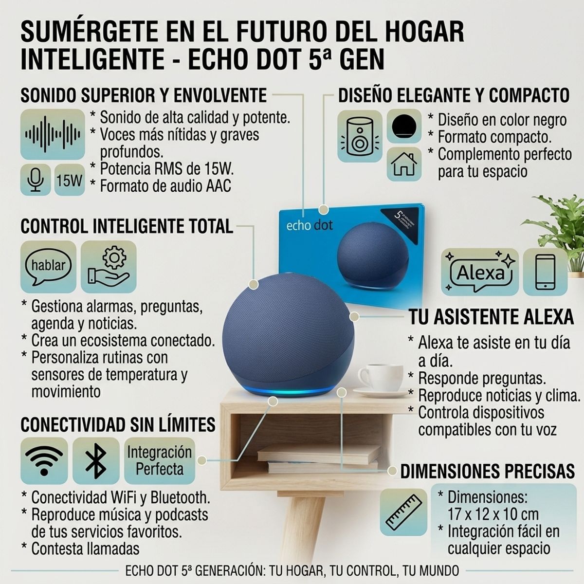 AMAZON - Amazon Echo Dot 5 Generacion Alexa Asistente Parlante Inteligente