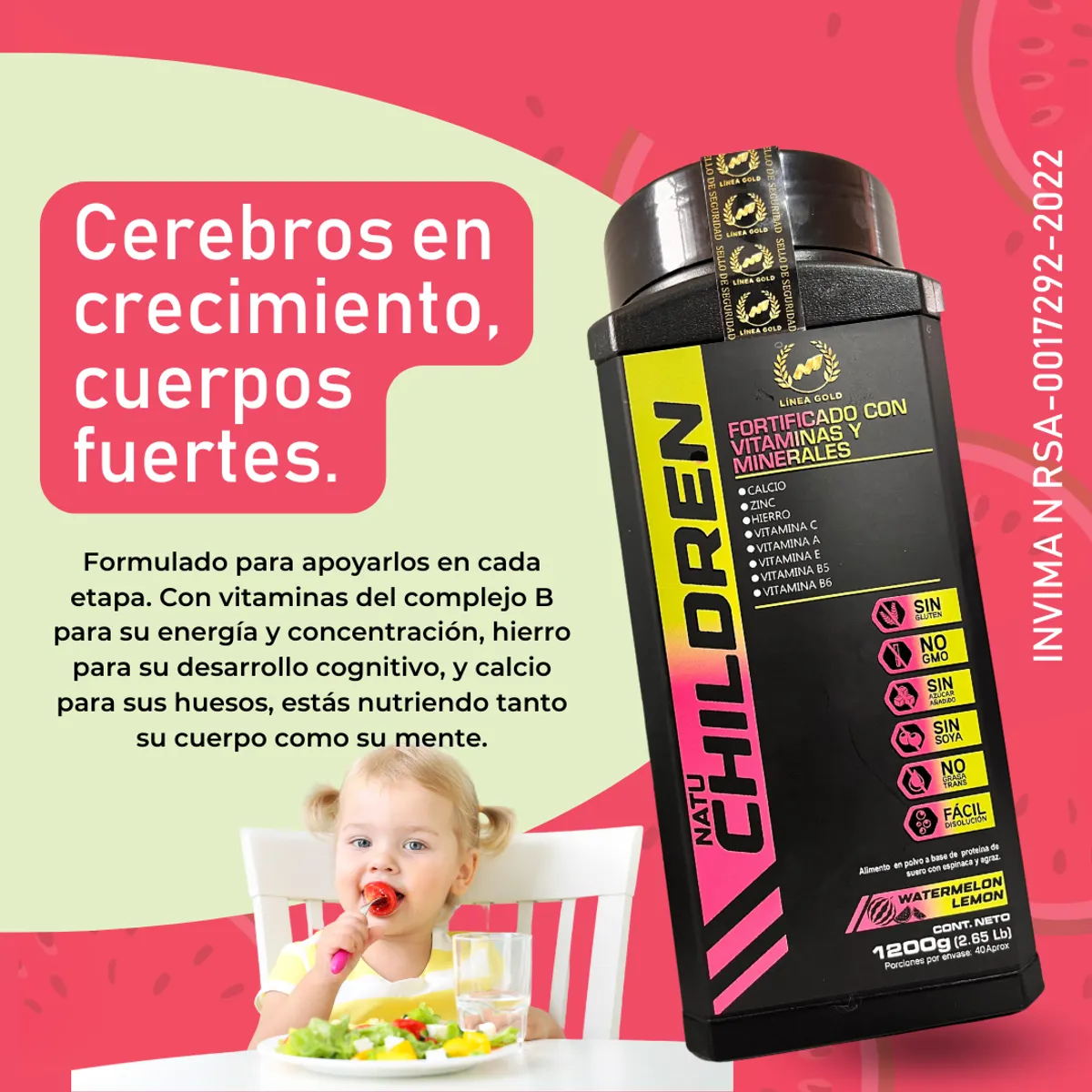 VITAL - Vitaminas para niños Calcio + Zinc + Hierro y Vitamina C, A, E, B5, B7 x2