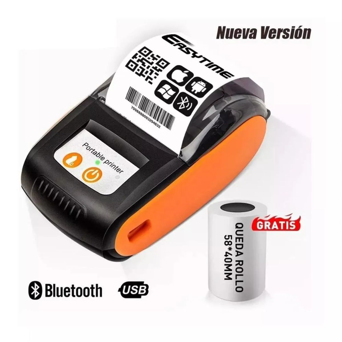 COLME TECHNOLOGY HOME - Mini Impresora Termica Portátil Recibos 58mm Bluetooth PT210