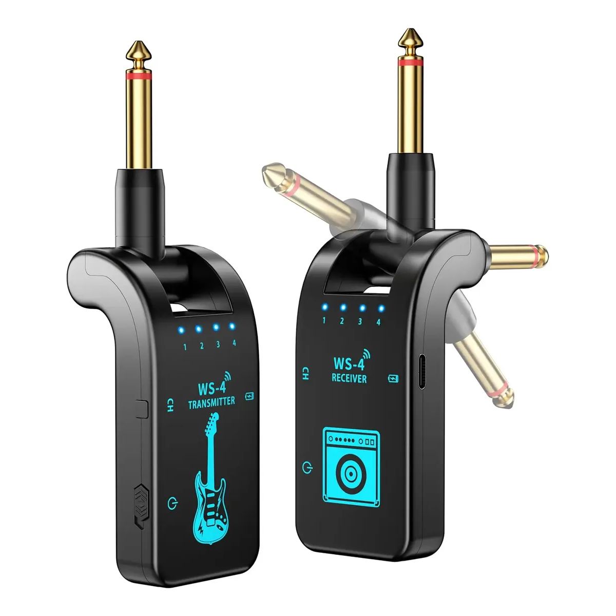 W - Transmisor Receptor para Guitarra y demás Instrumentos Sistema Inalámbrico 2.4GHz Recargable
