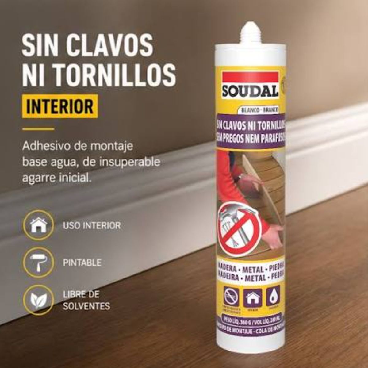 SOUDAL - Silicona No Mas Clavos Ni tornillos