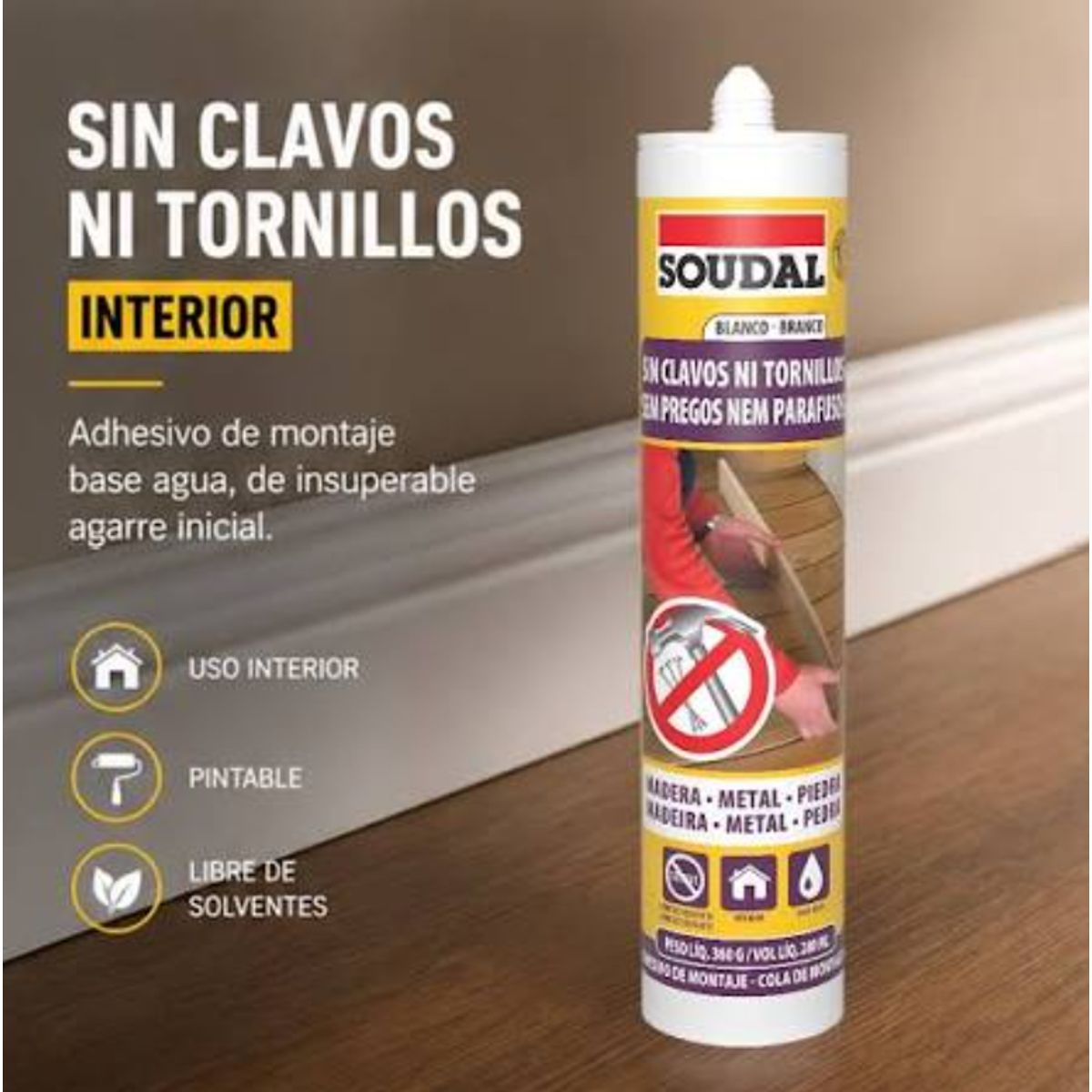 SOUDAL - Silicona No Mas Clavos Ni tornillos