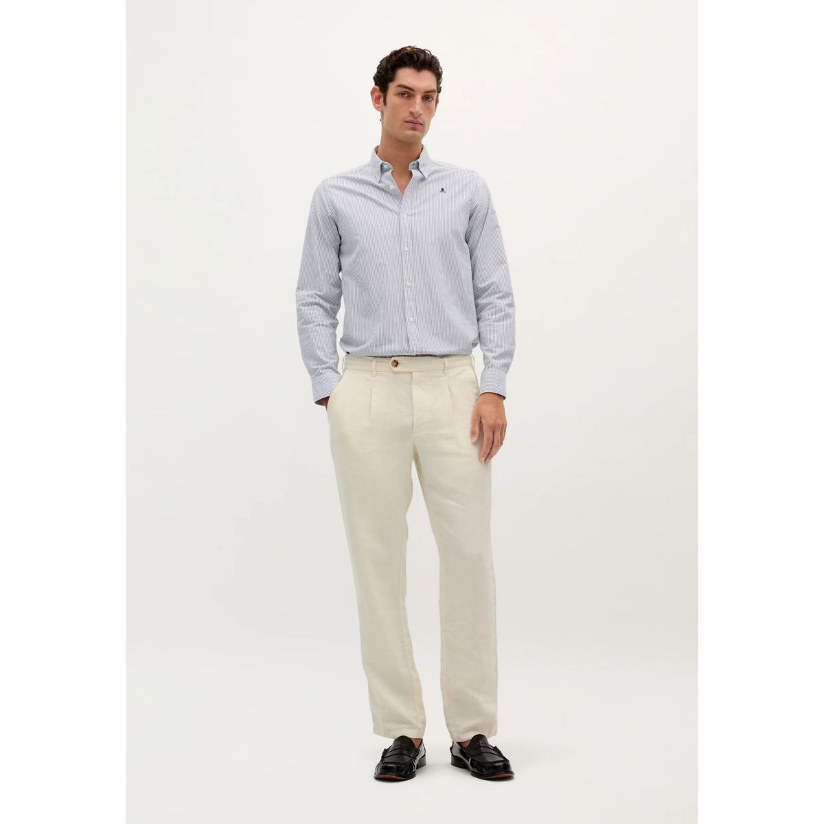 SCALPERS - Camisa Oxford Calavera Contraste Scalpers K24691NAVYSTRIPES Azul Hombre