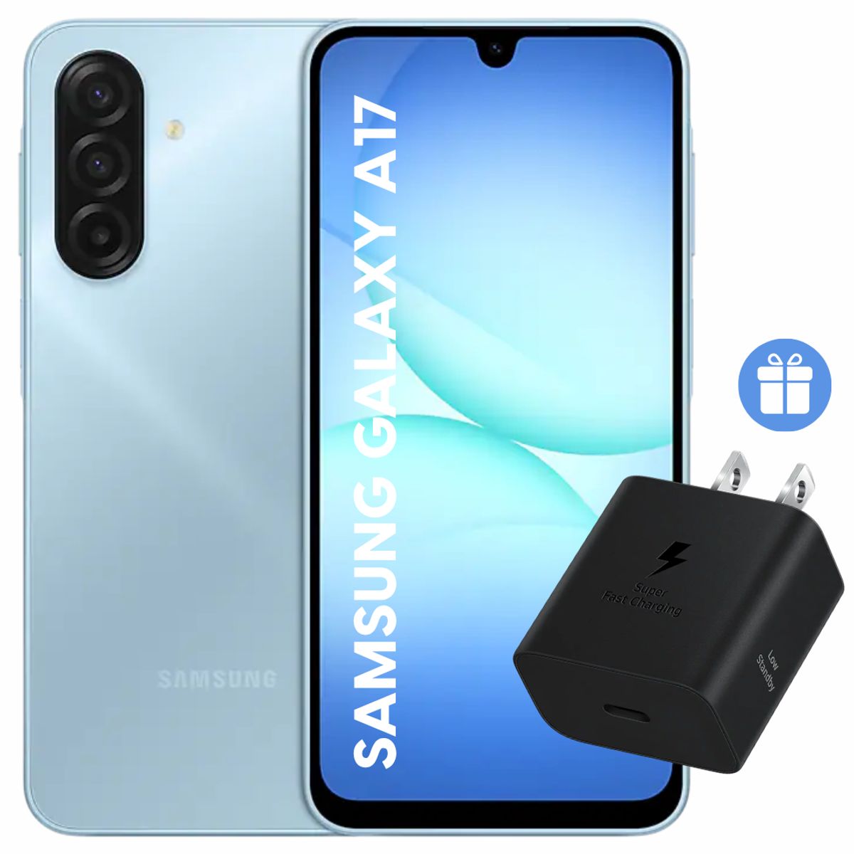 SAMSUNG - Samsung Galaxy A17 4G De 128GB/4GB RAM - Azul Cielo + Cargador Samsung 25w