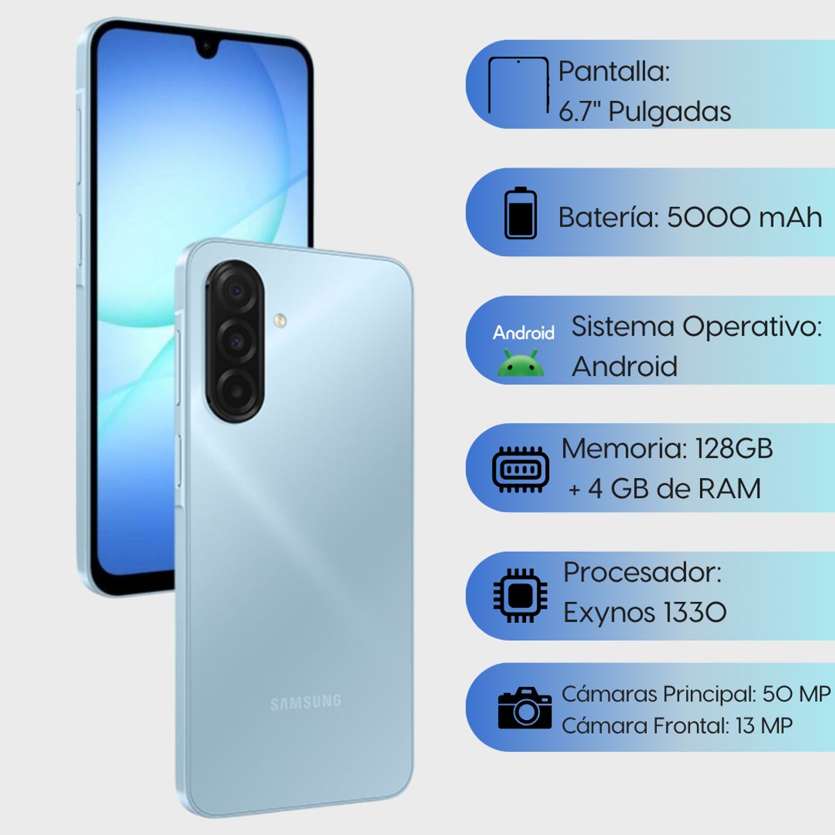 SAMSUNG - Samsung Galaxy A17 4G De 128GB/4GB RAM - Azul Cielo + Cargador Samsung 25w