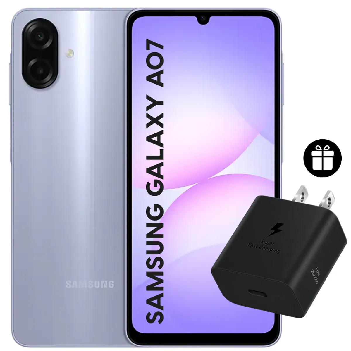 SAMSUNG - Samsung Galaxy A07 4G De 128GB/6GB RAM - Violeta + Cargador Samsung 25W