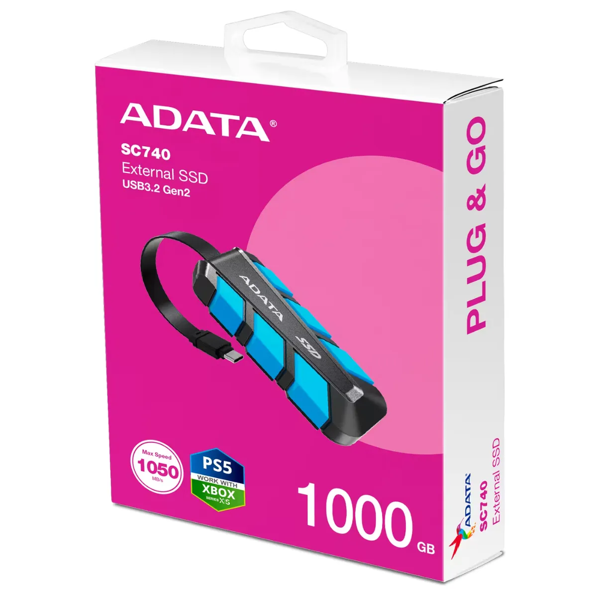ADATA - DISCO SOLIDO ADATA 1TB  SSD EXTERNO SC740 USB 3.2 Gen 2 1050MB/s