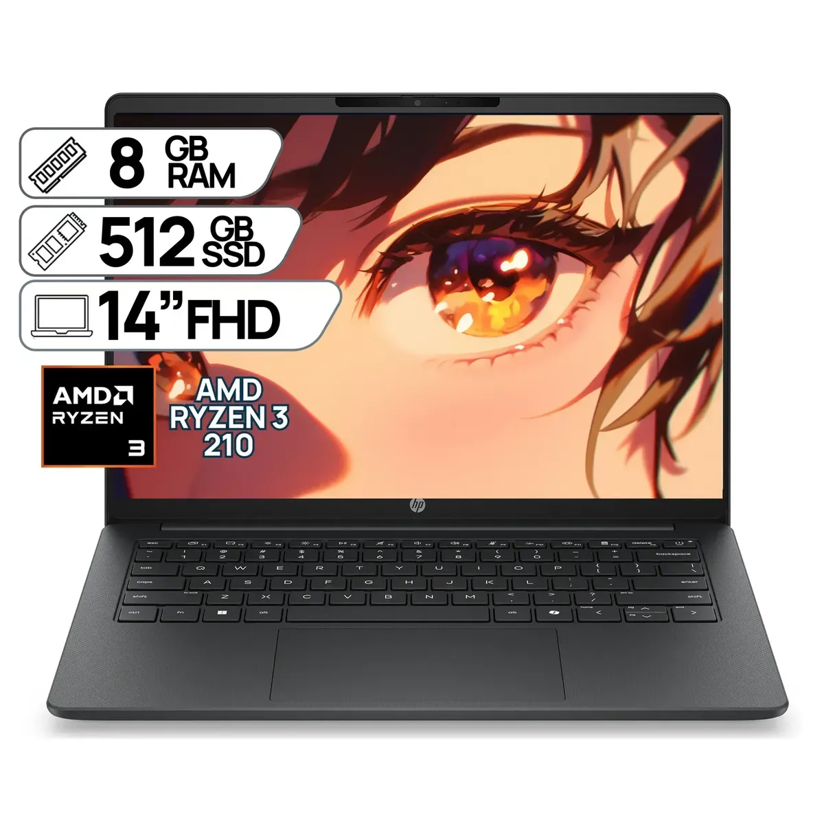 HP - Portátil HP 200 G2A Ryzen 3 R3 210 8GB SSD 512GB Pantalla 14