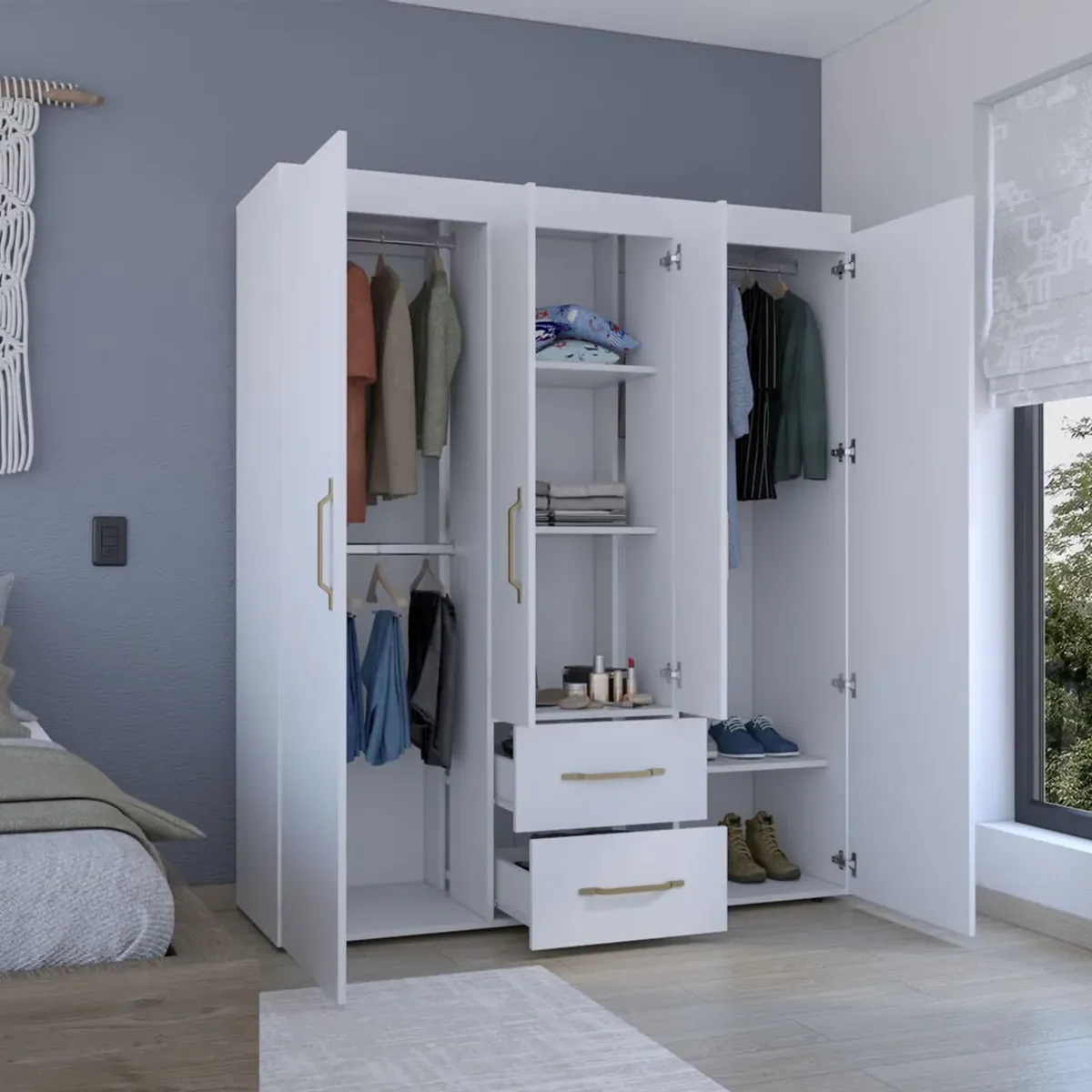 RTA MUEBLES - Closet Bariloche Eco Color Blanco  177.9x 150.3x50.4cm CLB 9904  RTA