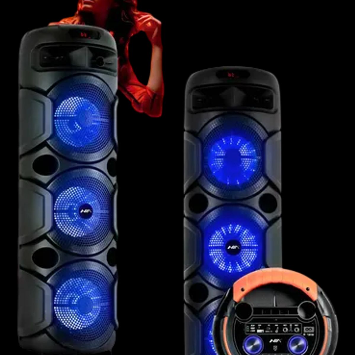 WEIBO - Torre De Sonido Parlante Triple 8 Pulgadas Microfono Control