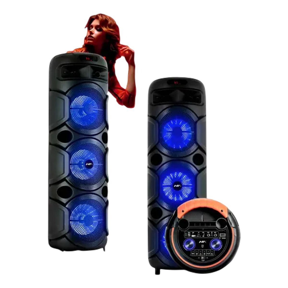 WEIBO - Torre De Sonido Parlante Triple 8 Pulgadas Microfono Control