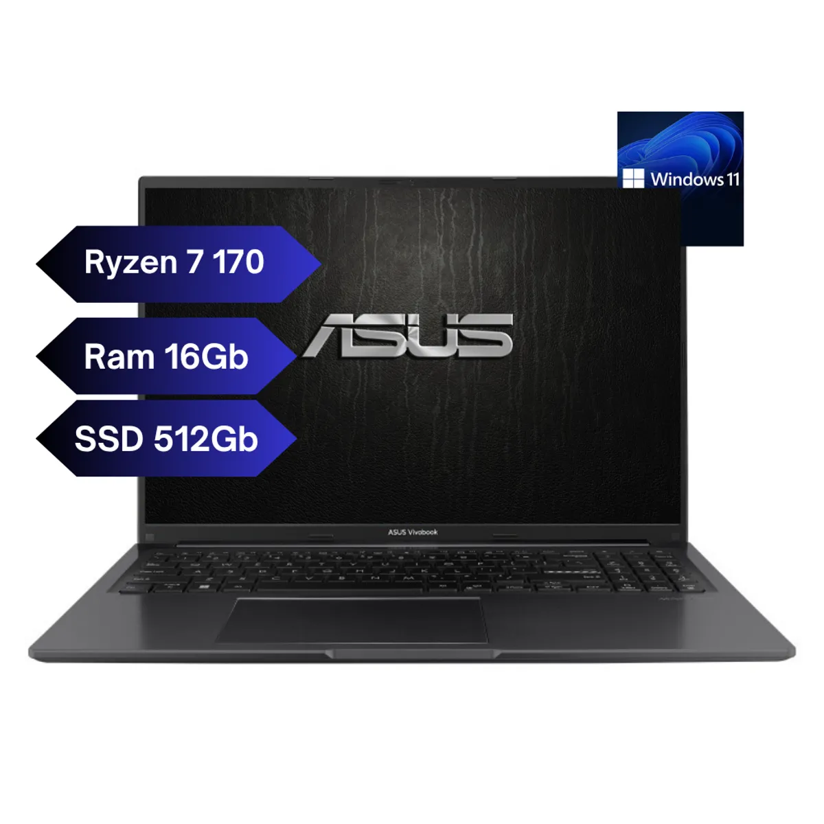 ASUS - ASUS M1605NAQ-MB101 - AMD RYZEN 7 170 - 16GB DDR5 - 512GB SSD - 16" -WINDOWS 11 HOME- INDIE BLACK