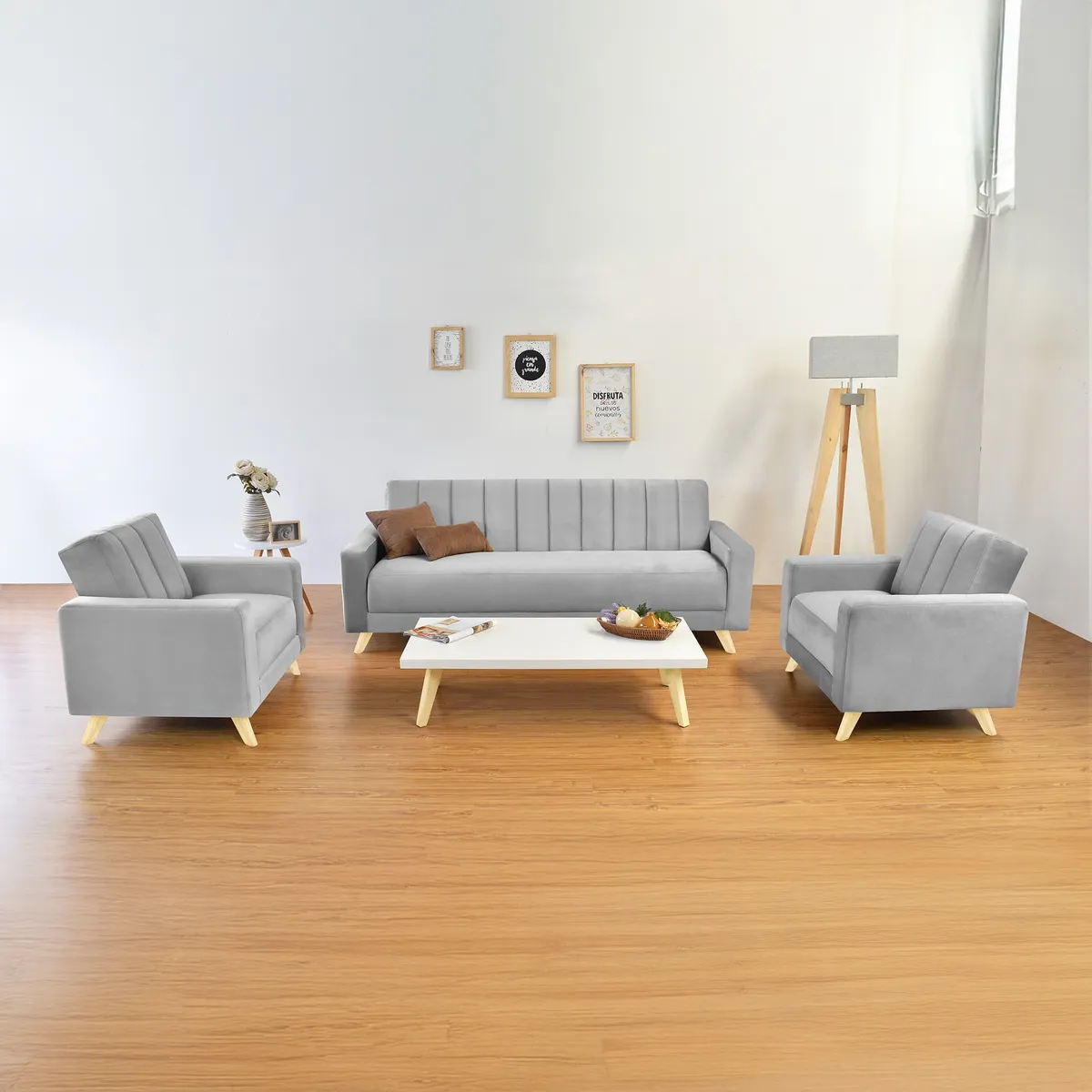 HOGAR VENECIA - Juego de Sala Dominic con Sofa Cama y Poltrona + Mesa de Centro Montecarlo.