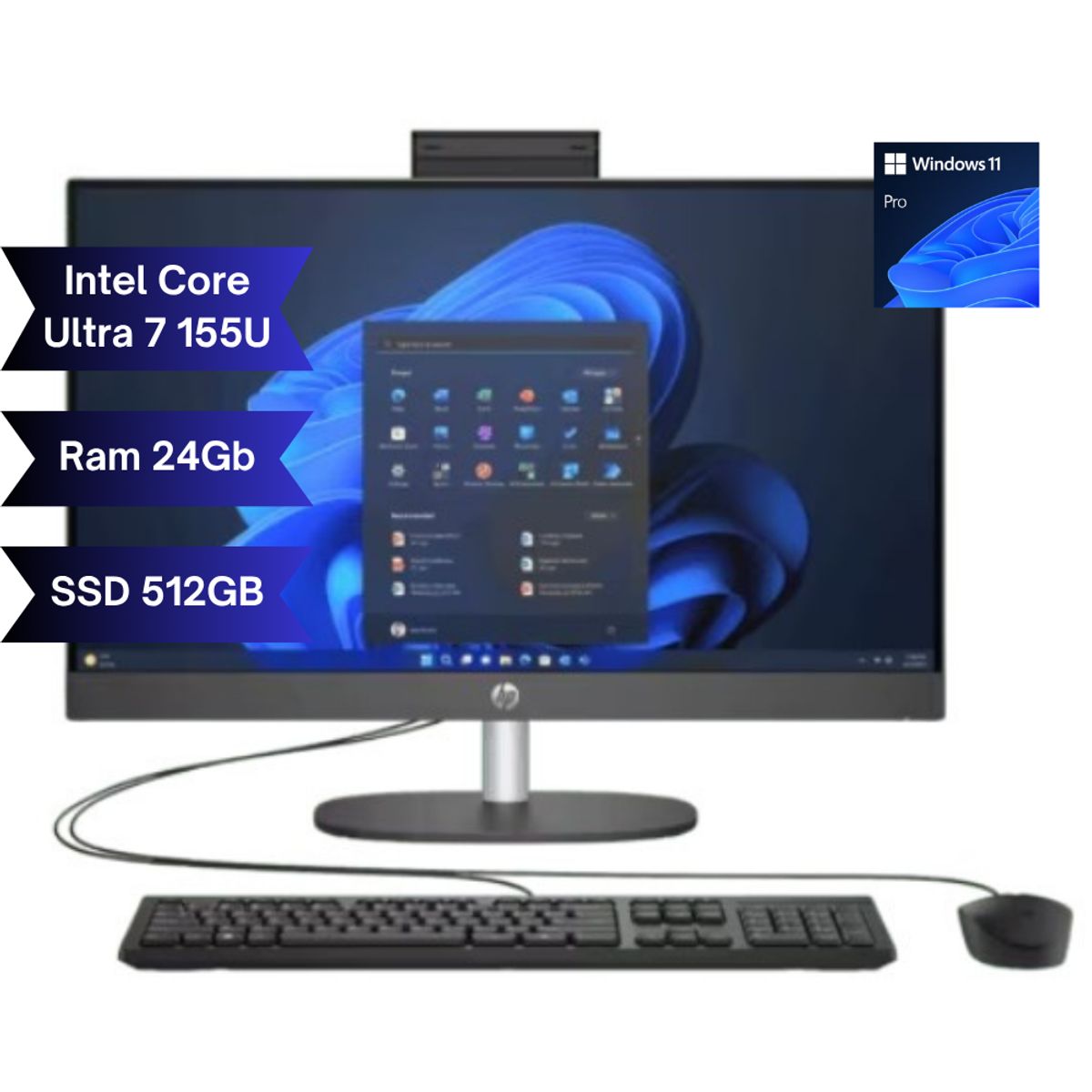 HP - TODO EN UNO AIO HP ProOne 240 G10-Intel Core Ultra 7 155U- SSD 512GB- DDR5 24GB-WINDOWS 11 PROFESIONAL