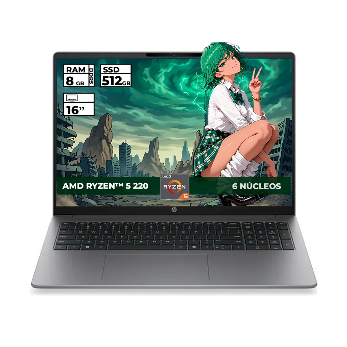 HP - PORTATIL HP 200 G2A AMD RYZEN 5-220 8GB RAM 512GB SSD 16'' WUXGA