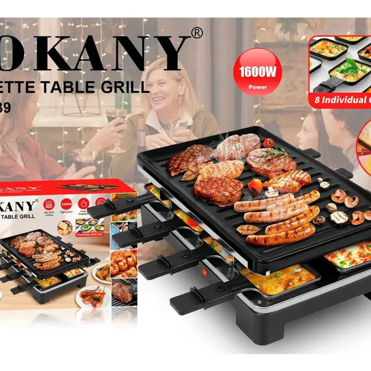 SOKANY - Plancha Eléctrica Multifuncional Sokany 1600w Sk-08139