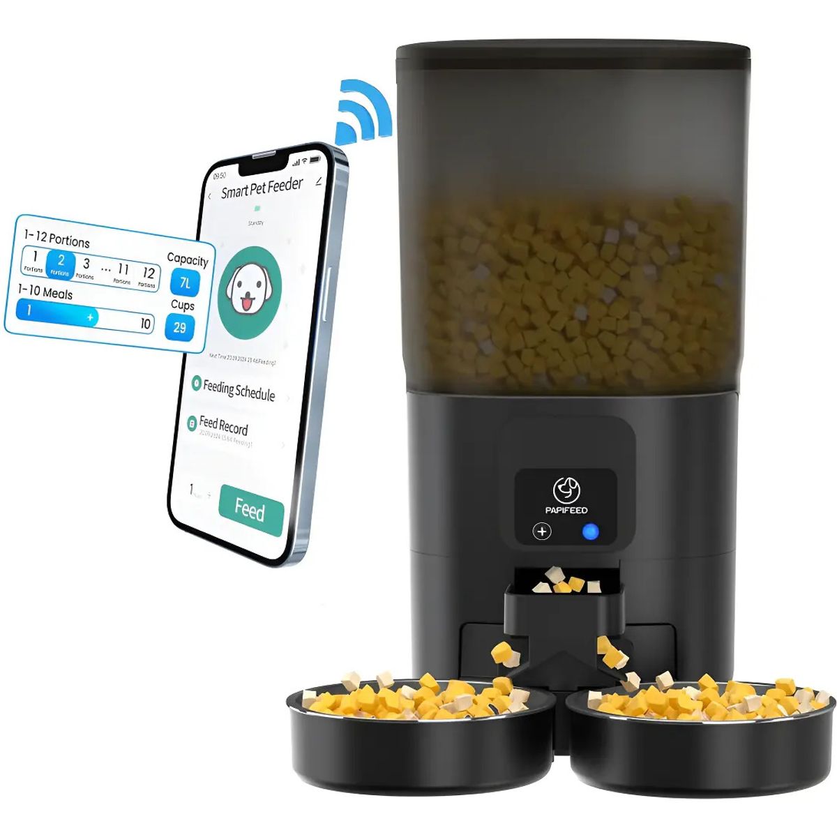 PAPIER - Comedero Automático Inteligente Doble Wi-fi Para gatos y perros