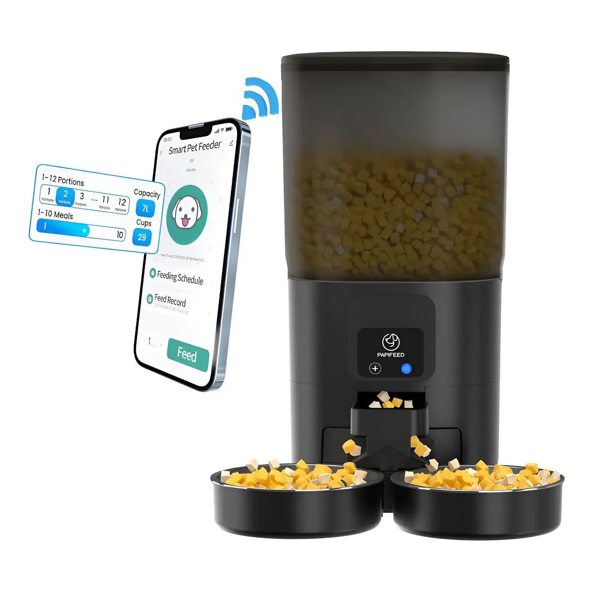PAPIER - Comedero Automático Inteligente Doble Wi-fi Para gatos y perros