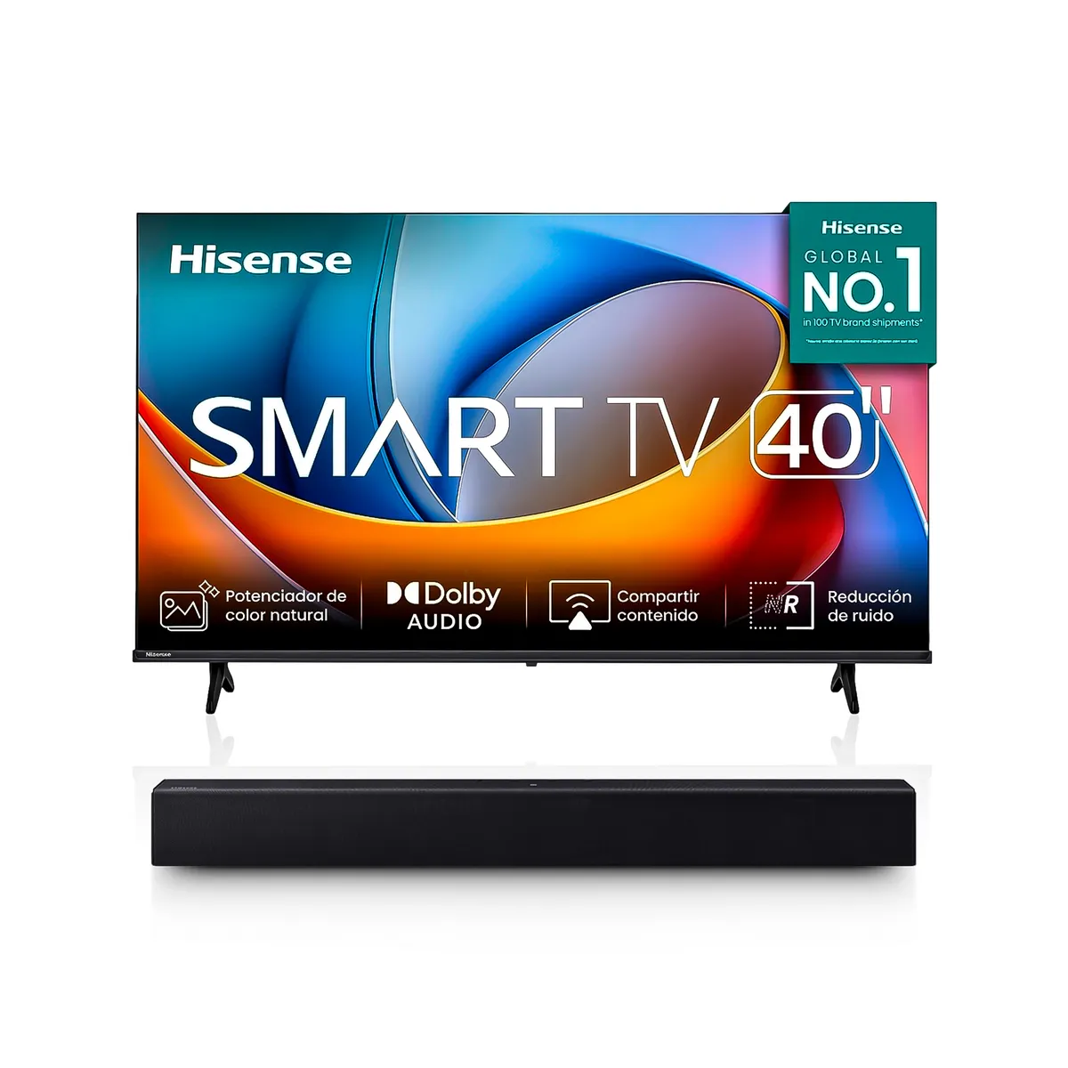 HISENSE - Televisor Hisense 40″ A4NV FHD Smart TV VIDAA con Barra de Sonido Compacta