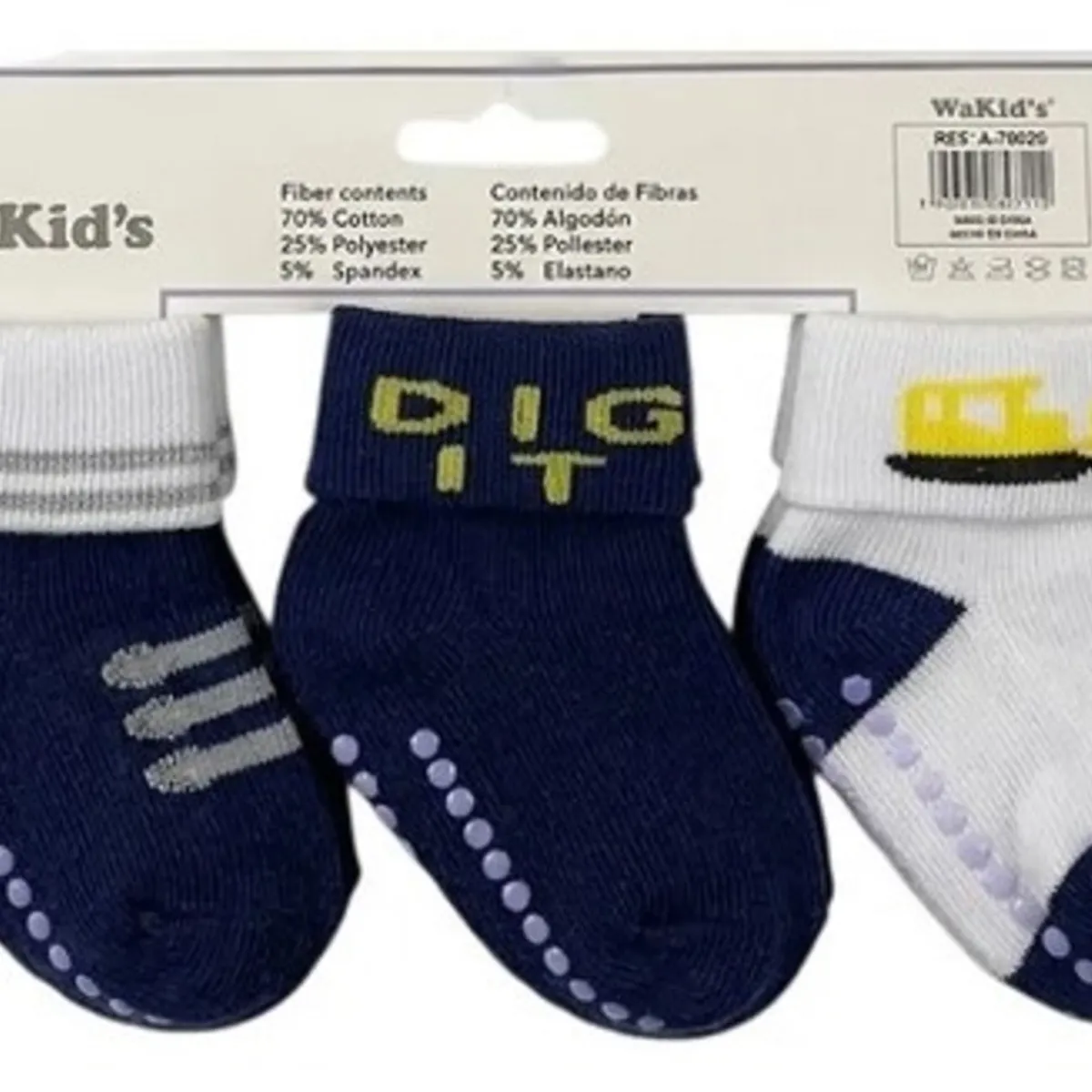 WAKIDS - Set 3 Pares Medias Wakid's Bebé 6-18 Niño-Azul