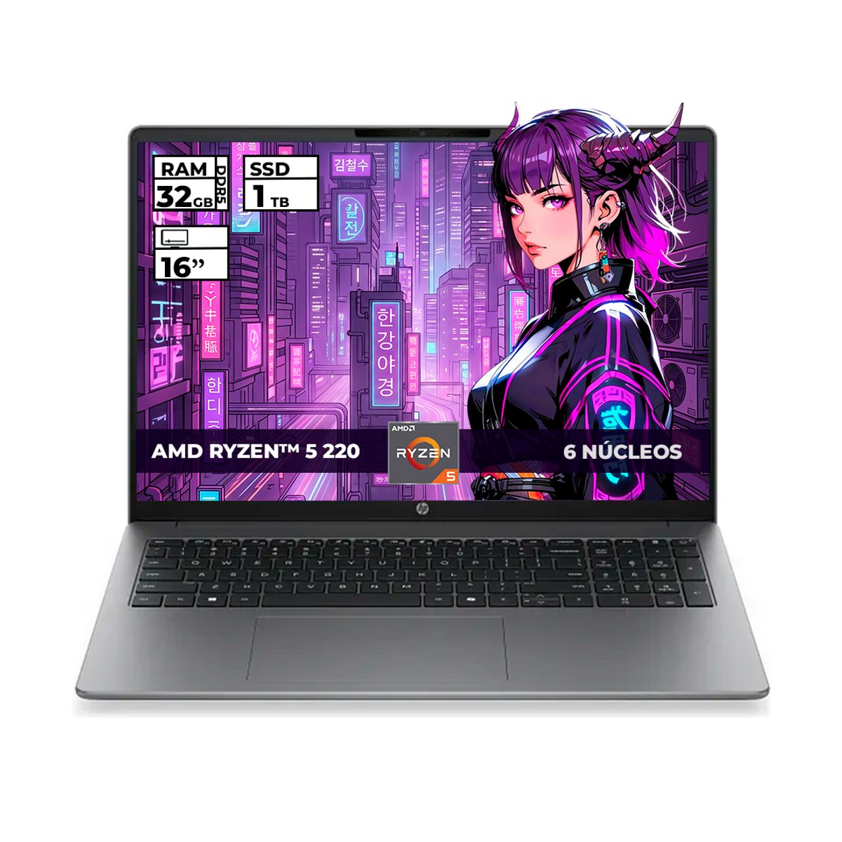 HP - PORTATIL HP 200 G2A AMD RYZEN 5-220 32GB RAM 1TB SSD 16'' WUXGA