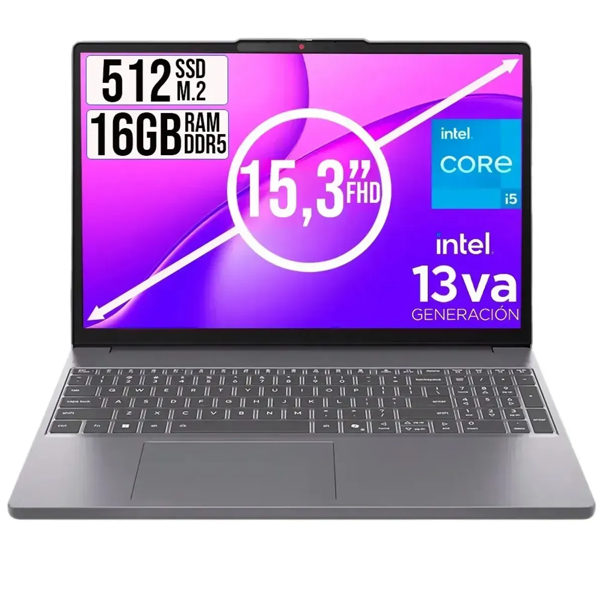 Lenovo - Portátil Lenovo IdeaPad Slim 3 Intel Core i5-13420H 16GB RAM 512GB SSD 15.3" WUXGA Gris