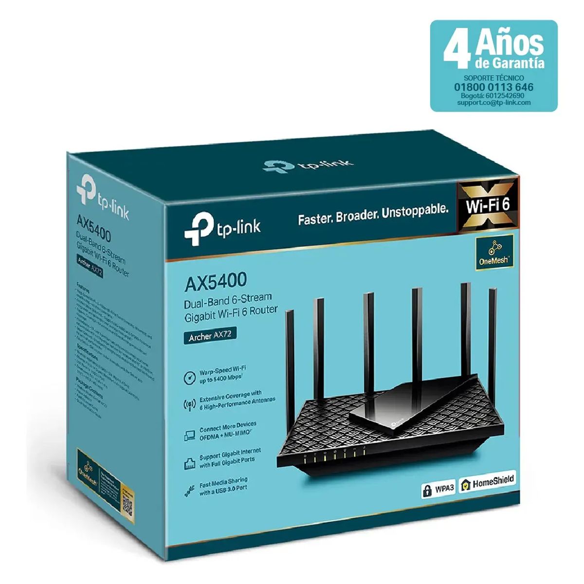 TP LINK - Router TP-Link Archer AX72 Wi-Fi 6 AX5400 Doble Banda