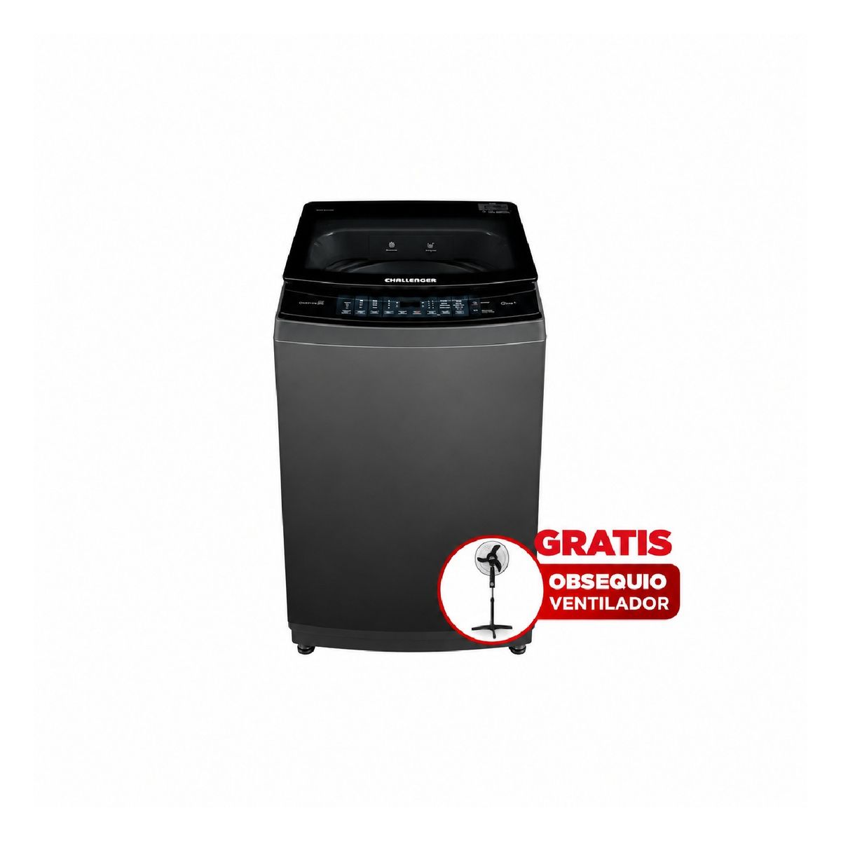 CHALLENGER - Lavadora Challenger Carga Superior 18Kg (39 Libras) Automática Gris-Negro CW5718DG