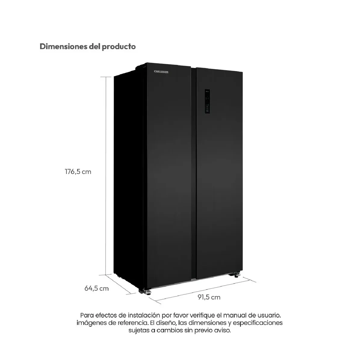 CHALLENGER - Nevecón Side By Side Challenger 525 Litros Netos Inverter Dark Inox SBS525