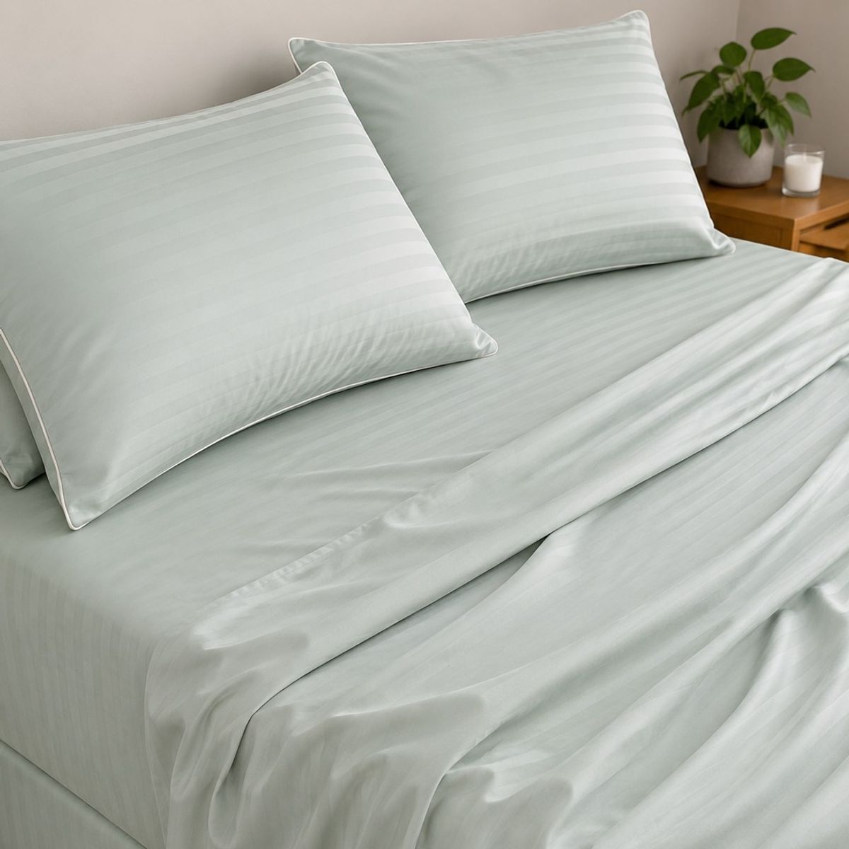 BALI - Juego de Sábanas Cama Semidoble Verde Manzana Calidad Premium