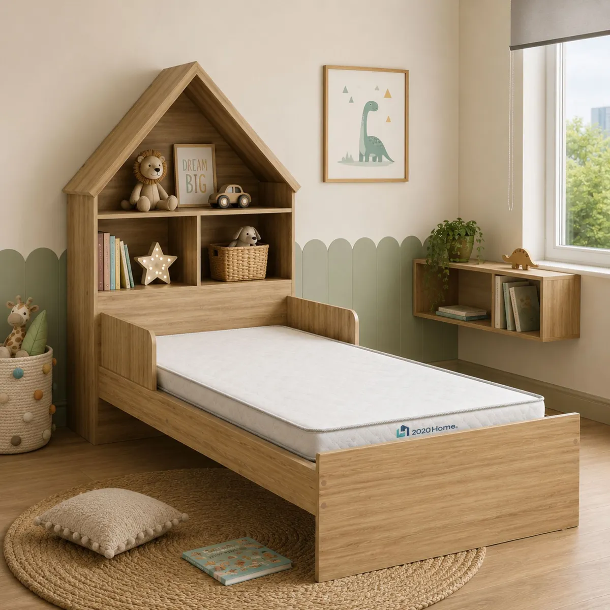 MUEBLES 2020 - Cama Infantil Ariel Almendra + Colchoneta 90 x 1,90 cm