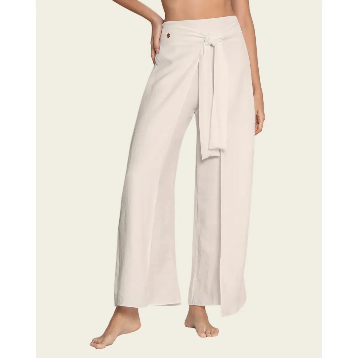 LEONISA - Leonisa Pantalón playero tipo lino anudable 193458M
